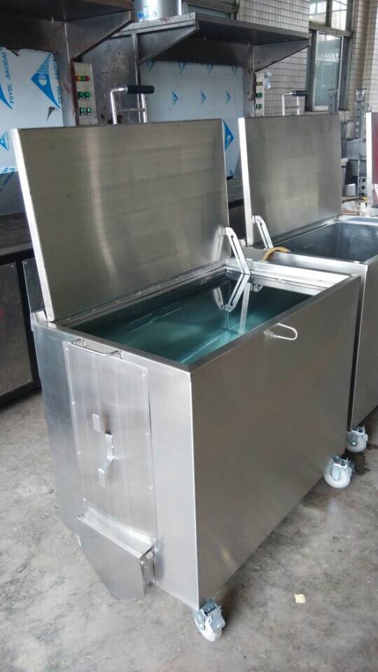 168L 230L Kitchen Hood Stainless Steel Soak Tank With Lockable Castor
